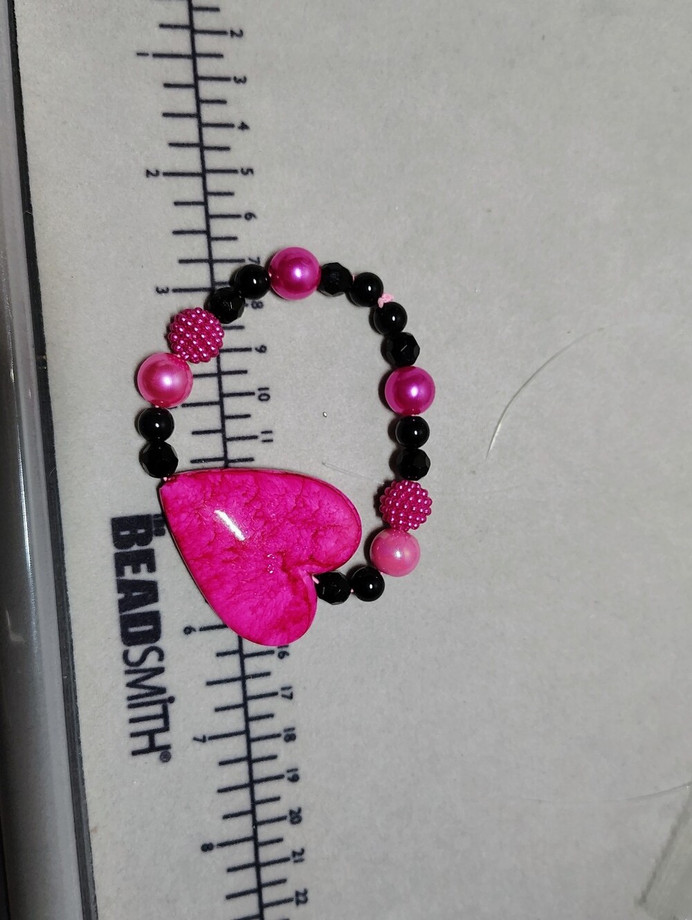 Pink Heart Beaded Stretch Bracelet - Women Jewelry - Handmade